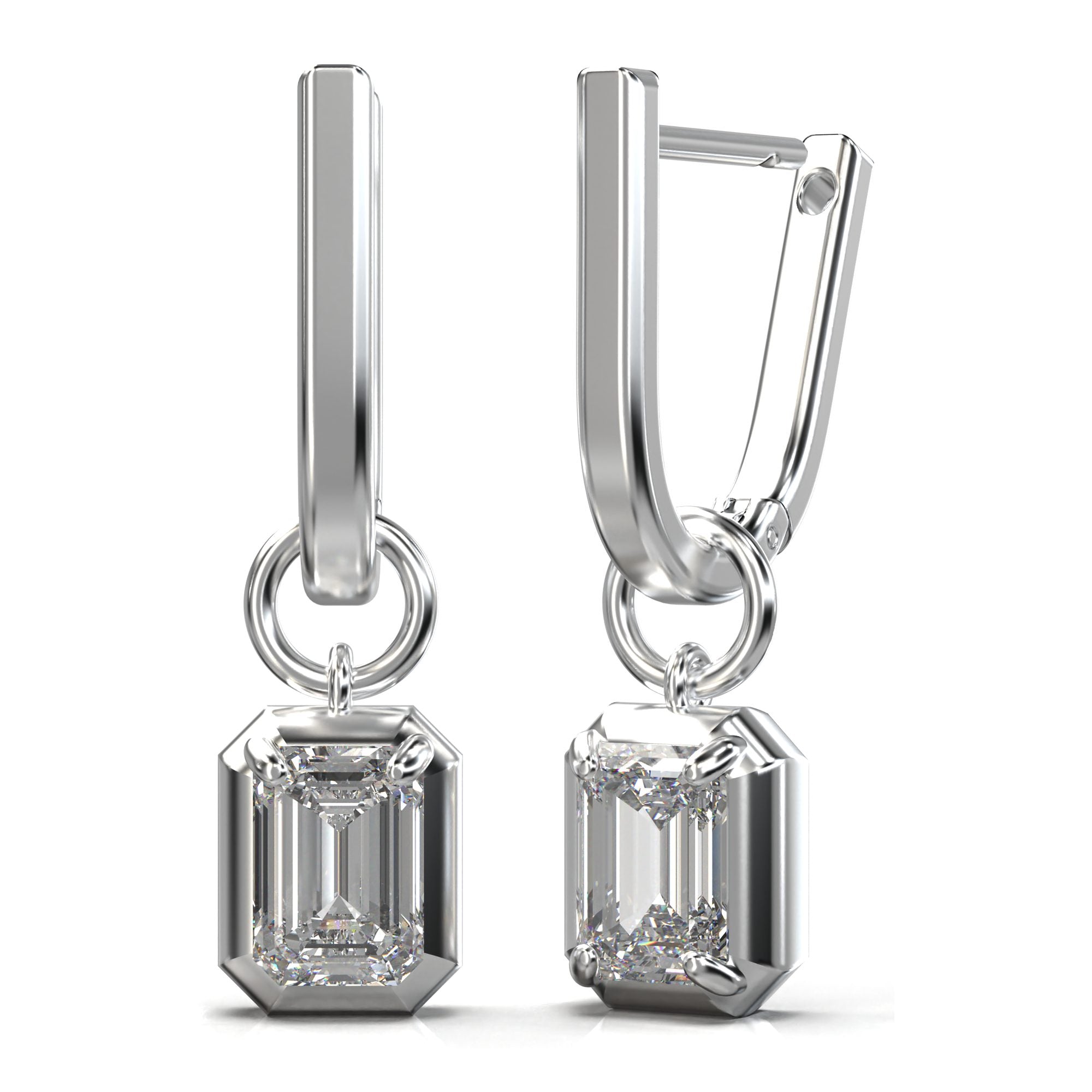 Aria Drop and Emerald Cut Hoop Earrings