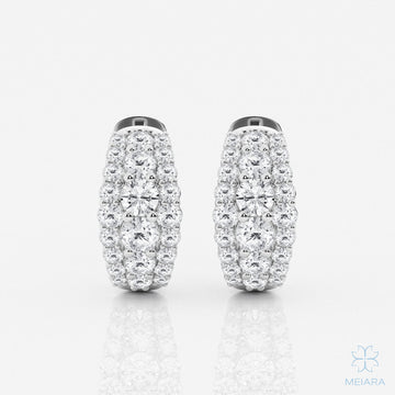 Eve Round Cut Triple Row Hoop Earrings