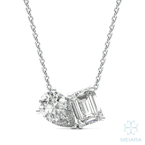 Pear & Emerald Toi et Moi Necklace - view 1