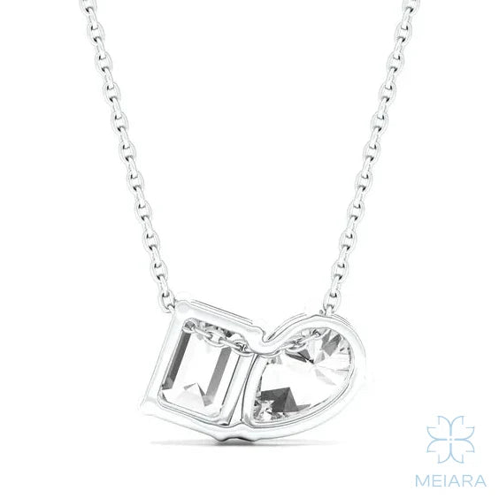 Pear & Emerald Toi et Moi Necklace - view 3