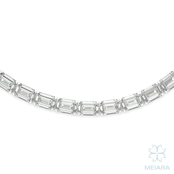 Emerald East-West Bold Tennis Necklace - view 3
