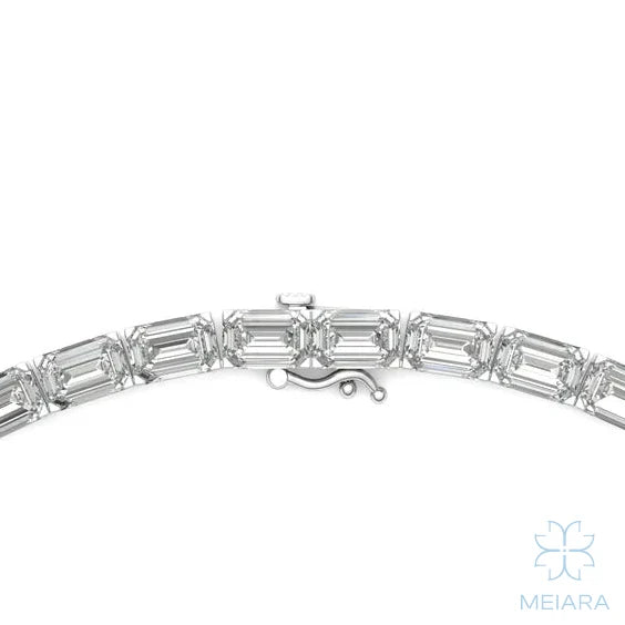 Emerald East-West Bold Tennis Necklace - view 4