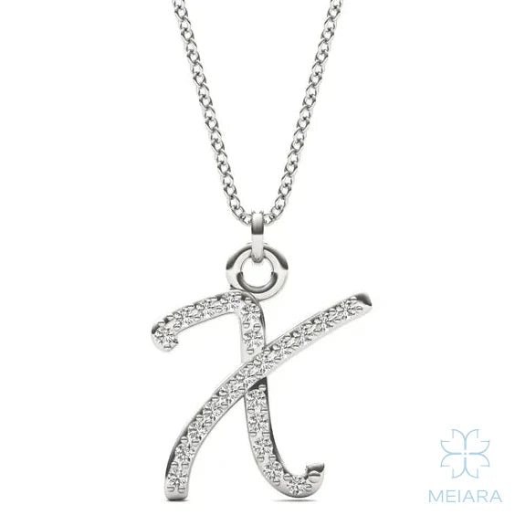 Script Initial 'X' Pendant - view 1
