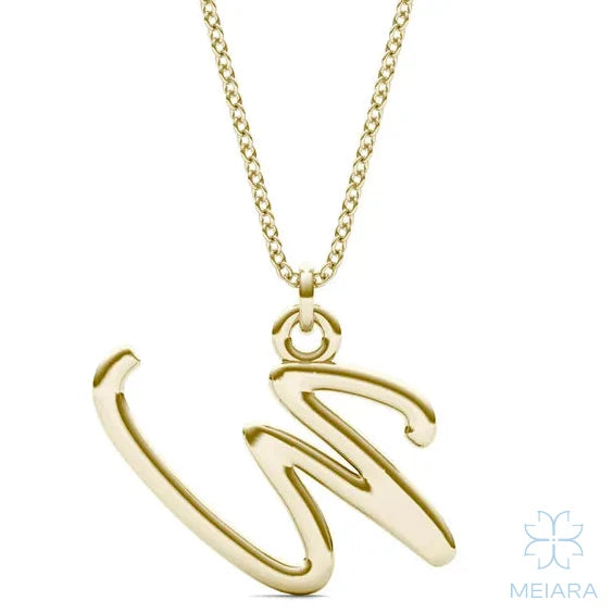 Script Initial 'W' Pendant - view 3