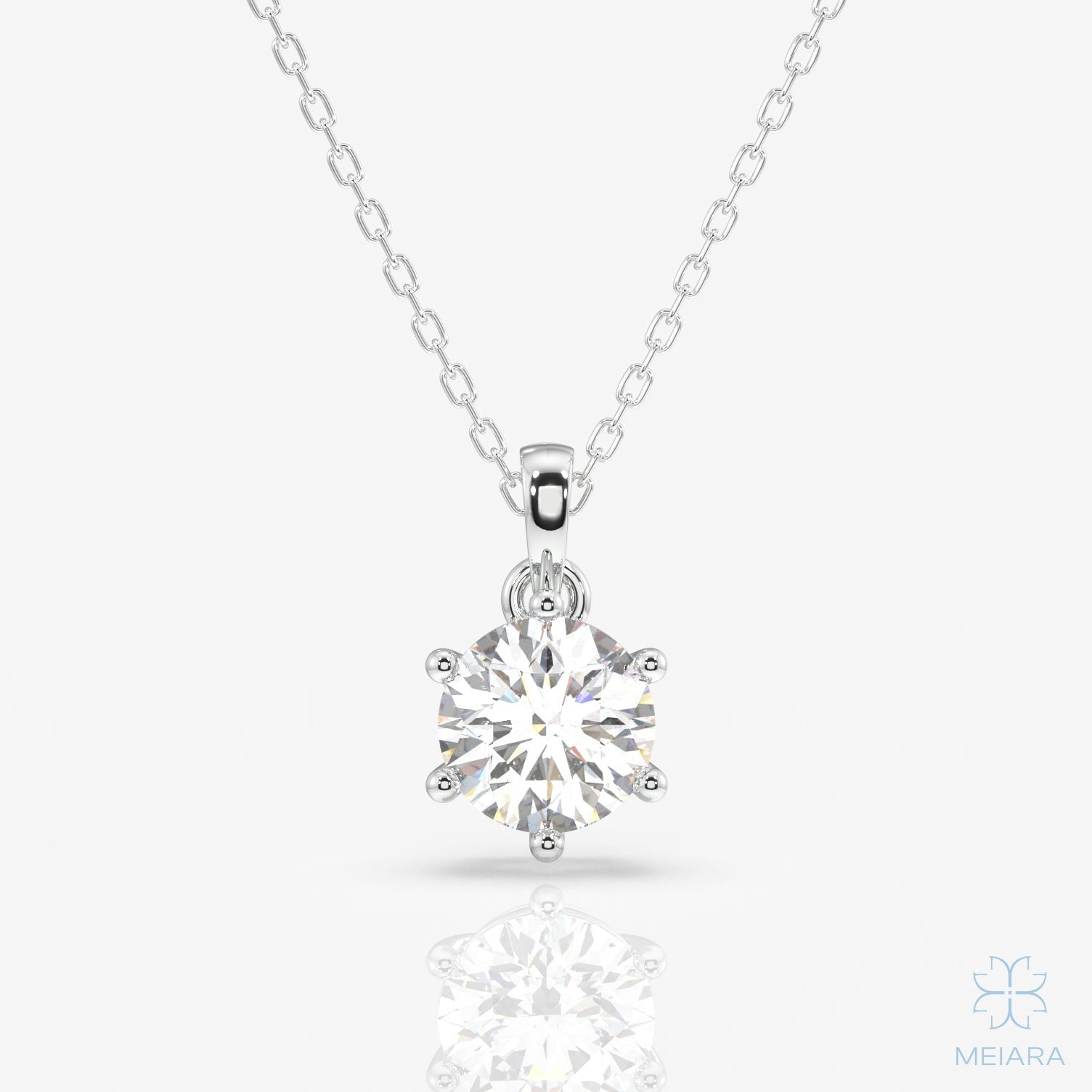Eve Round Cut Radiant Six Prong Pendant