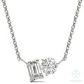 Eve Round Brilliant And Emerald Toi Et Moi Necklace