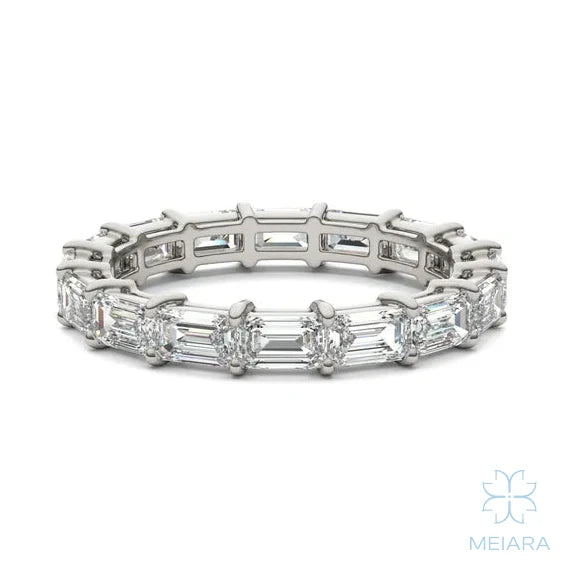 Emerald East-West Basket Eternity Band - view 4