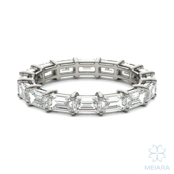 Emerald East-West Basket Eternity Band - view 6