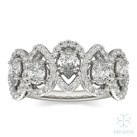 Pear Five-Stone Halo Ring - view 1