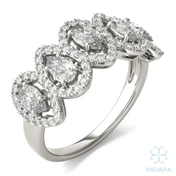Pear Five-Stone Halo Ring - view 2