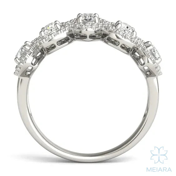Pear Five-Stone Halo Ring - view 3