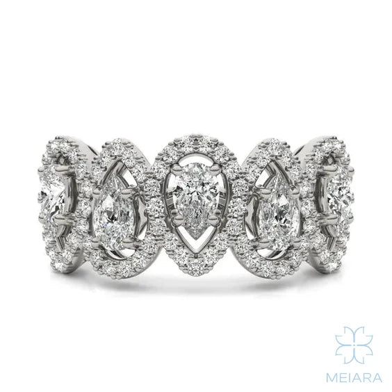 Pear Five-Stone Halo Ring - view 4