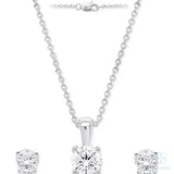 Eve Round Solitaire Pendant & Stud Set