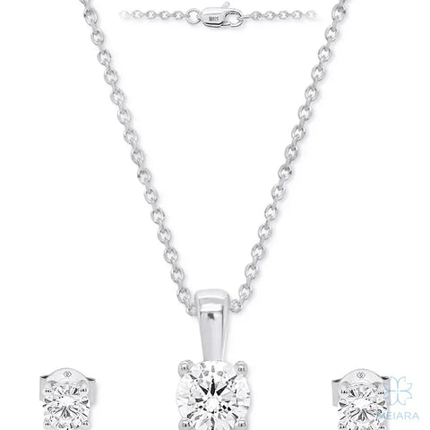 Eve Round Solitaire Pendant & Stud Set