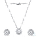 Iris Round Halo Pendant & Stud Set