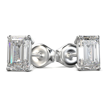 Eve Emerald Radiant Four-Prong Basket Stud — 0.5 ct