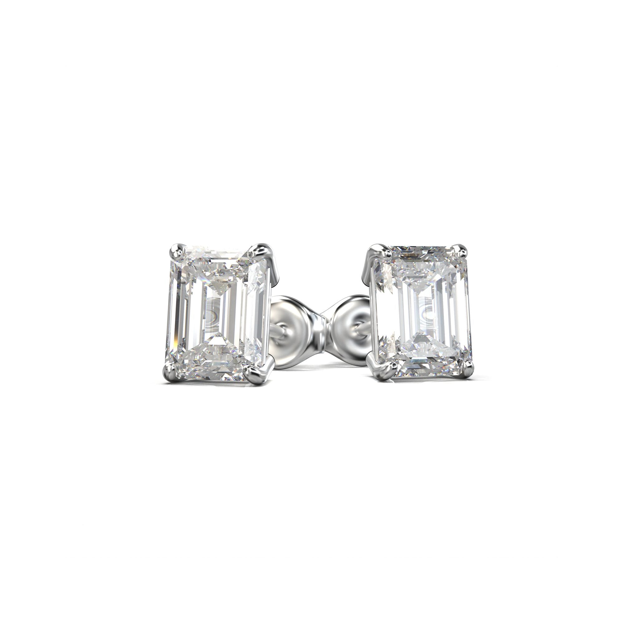 Eve Emerald Radiant Four-Prong Basket Stud — 2 ct