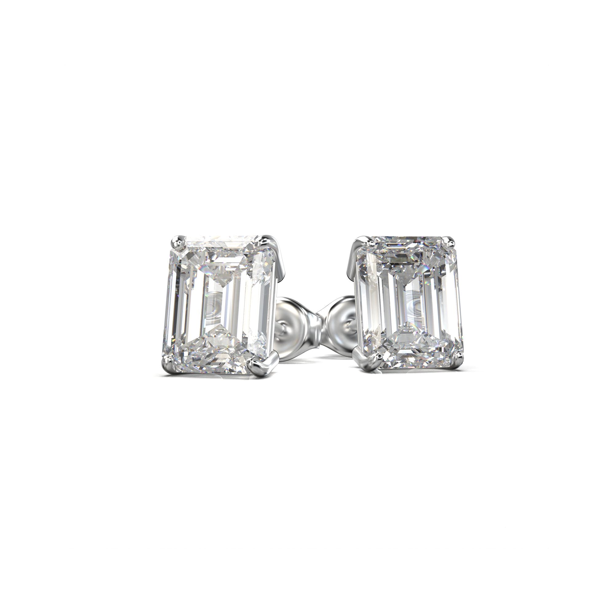 Eve Emerald Radiant Four-Prong Basket Stud — 3 ct
