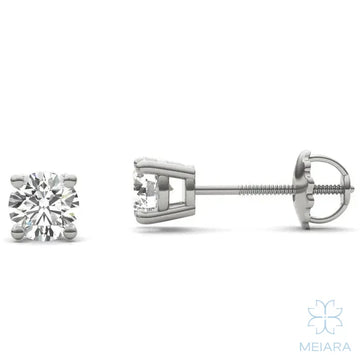 Eve Round Radiant Four-Prong Stylish Basket Screw-Back Stud