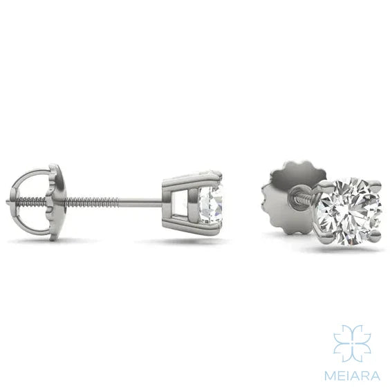 Eve Round Radiant Four-Prong Stylish Basket Screw-Back Stud