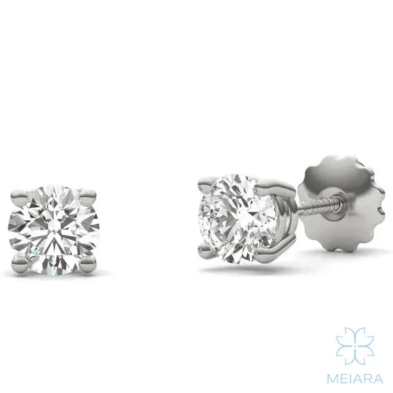Eve Round Radiant Four-Prong Stylish Basket Screw-Back Stud