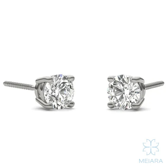 Eve Round Radiant Four-Prong Stylish Basket Screw-Back Stud