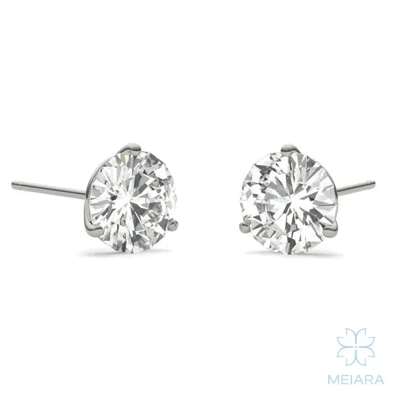 Eve Round Radiant Three-Prong Stylish Stud