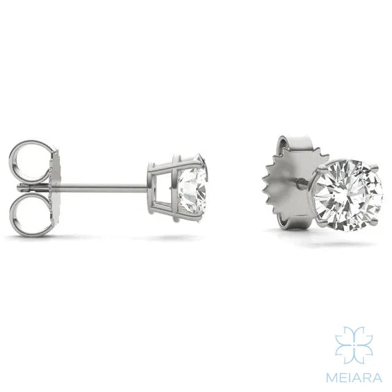 Eve Round Radiant Four-Prong Stylish Basket Stud