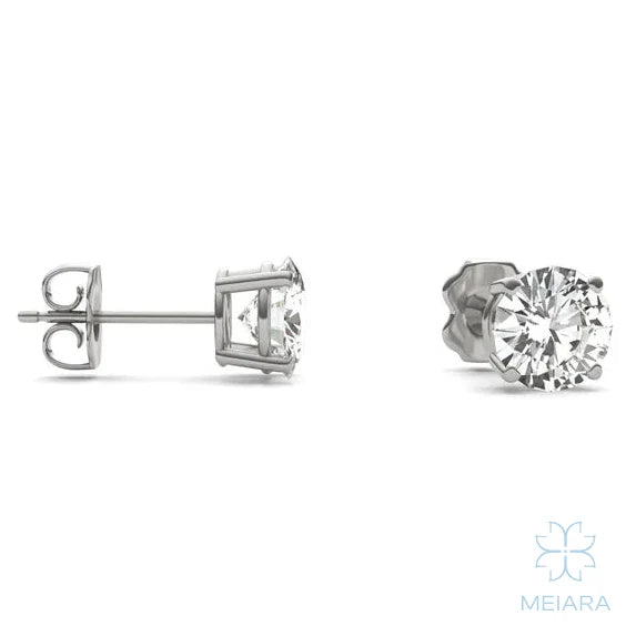 Eve Round Radiant Four-Prong Stylish Basket Stud
