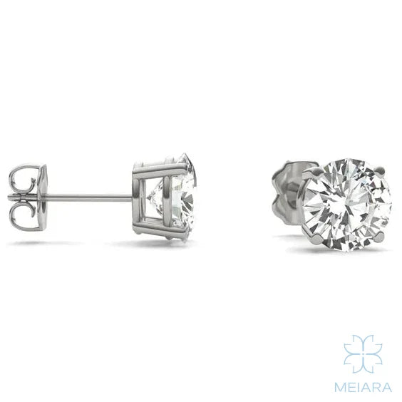 Eve Round Radiant Four-Prong Stylish Basket Stud