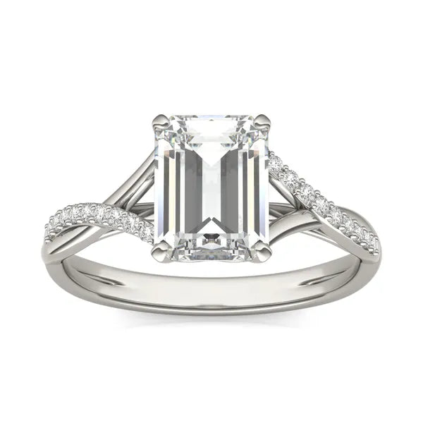 Emerald Ethereal Twisted Side-Stone Engagement Ring