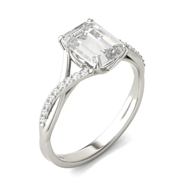 Emerald Ethereal Twisted Side-Stone Engagement Ring