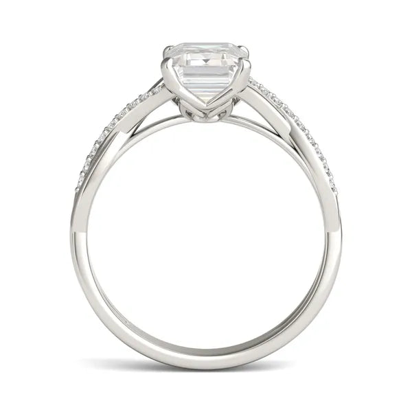 Emerald Ethereal Twisted Side-Stone Engagement Ring