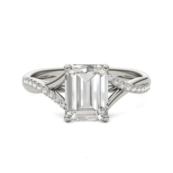 Emerald Ethereal Twisted Side-Stone Engagement Ring