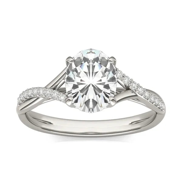 Oval Ethereal Twisted Side-Stone Engagement Ring