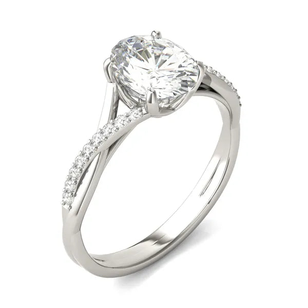 Oval Ethereal Twisted Side-Stone Engagement Ring