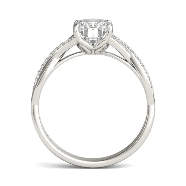 Oval Ethereal Twisted Side-Stone Engagement Ring