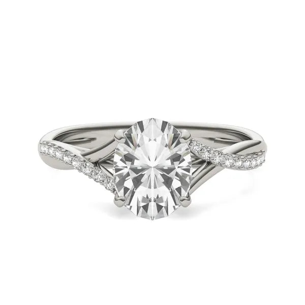 Oval Ethereal Twisted Side-Stone Engagement Ring