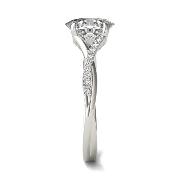 Oval Ethereal Twisted Side-Stone Engagement Ring