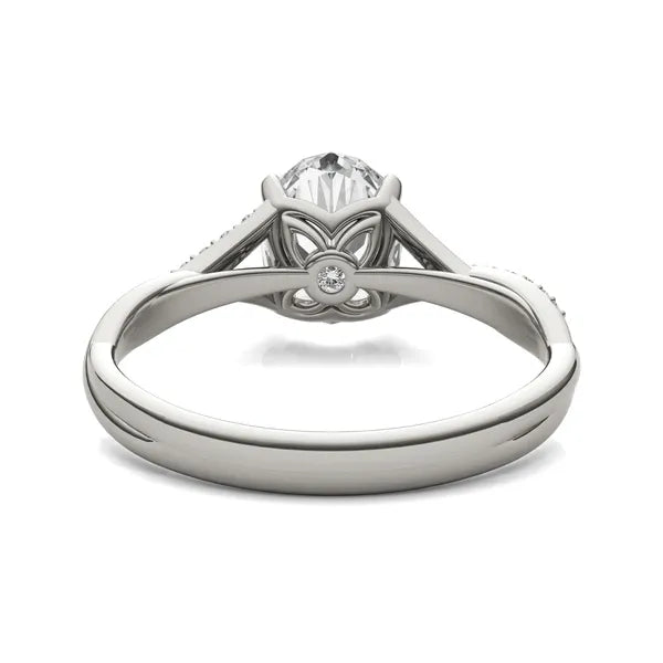 Oval Ethereal Twisted Side-Stone Engagement Ring