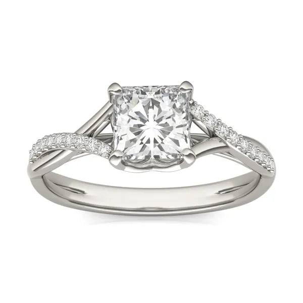 Princess Signature Twisted Side-Stone Engagement Ring