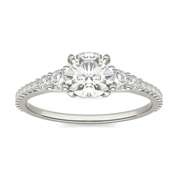 Cushion Hearts & Arrows Signature Graduated Side-Stone Engagement Ring