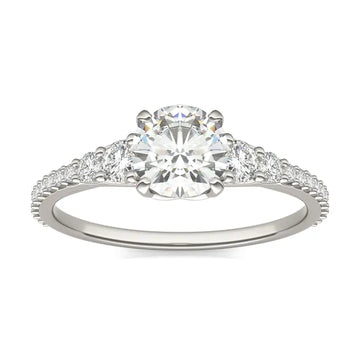 Cushion Hearts & Arrows Signature Graduated Side-Stone Engagement Ring