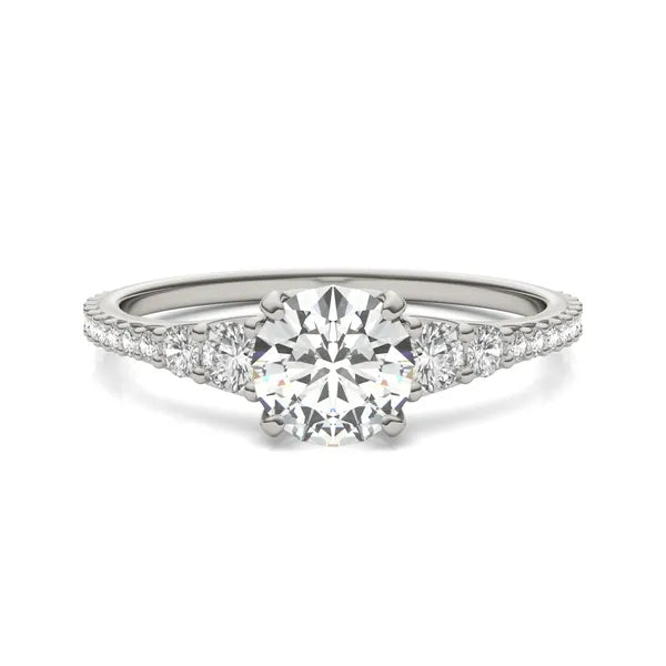 Cushion Hearts & Arrows Signature Graduated Side-Stone Engagement Ring