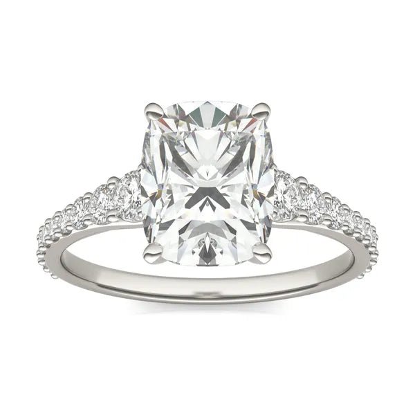 Elongated Cushion Signature Graduated Side-Stone Engagement Ring