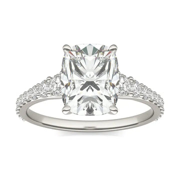 Elongated Cushion Signature Graduated Side-Stone Engagement Ring