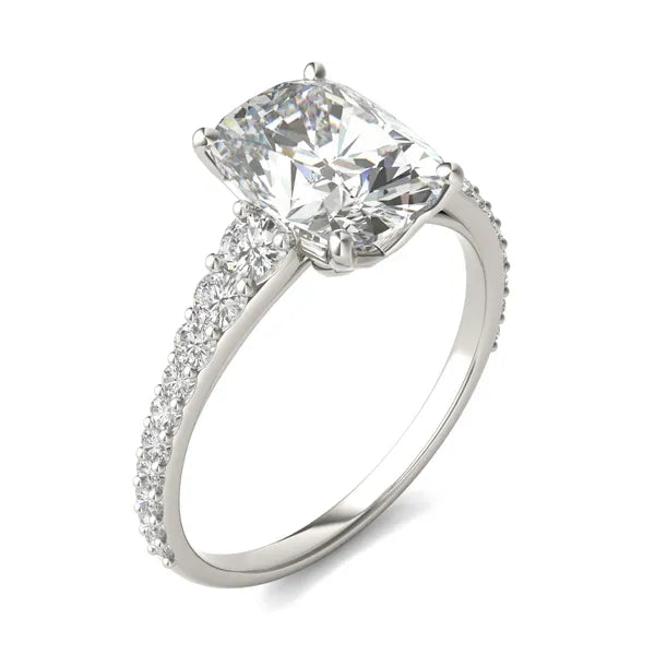 Elongated Cushion Signature Graduated Side-Stone Engagement Ring