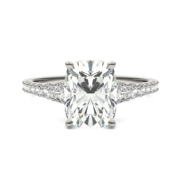 Elongated Cushion Signature Graduated Side-Stone Engagement Ring