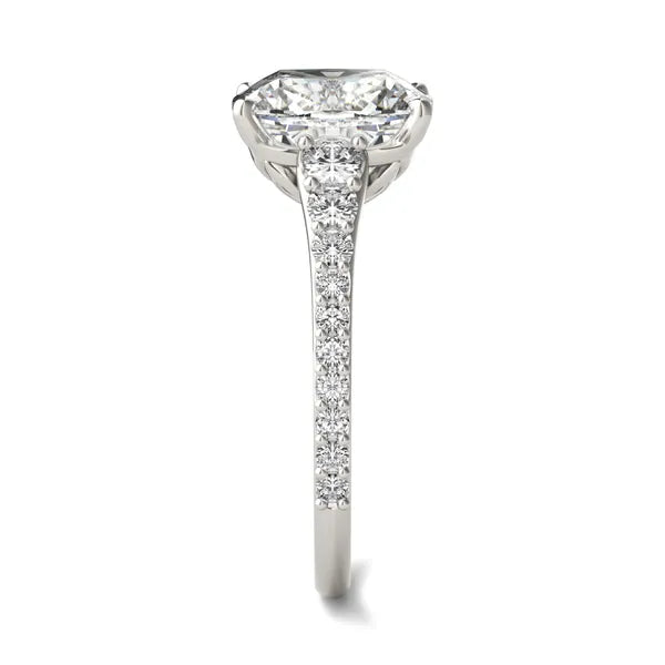 Elongated Cushion Signature Graduated Side-Stone Engagement Ring