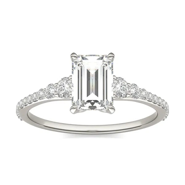 Emerald Ethereal Graduated Side-Stone Engagement Ring